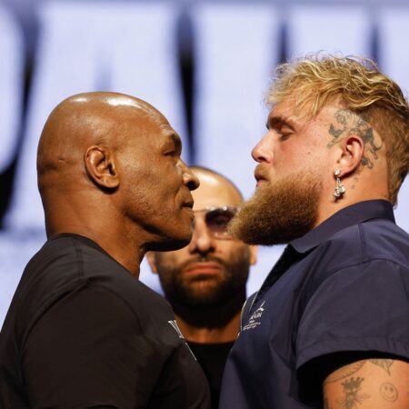 Watch Jake Paul and Julio Cesar Chavez Jr. engage in stoic first faceoff ahead June fight